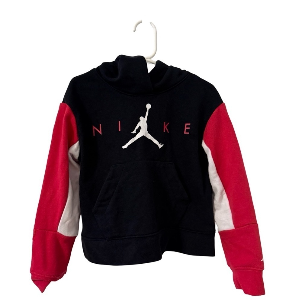 Nike Air Jordan Kids Hoodie - Black/Red/White Jumpman Logo Sweatshirt Size 4 - Picture 1 of 5